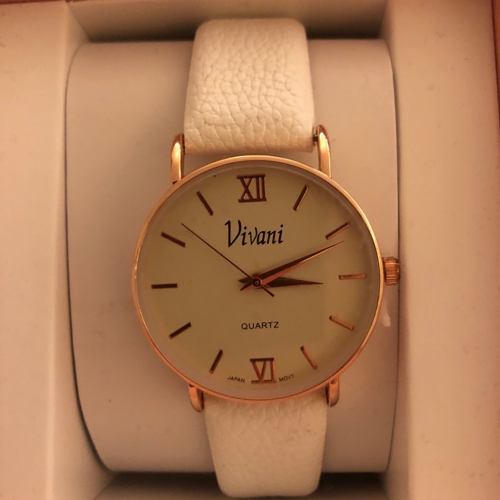 New! Vivani Watch - Rose gold with white band